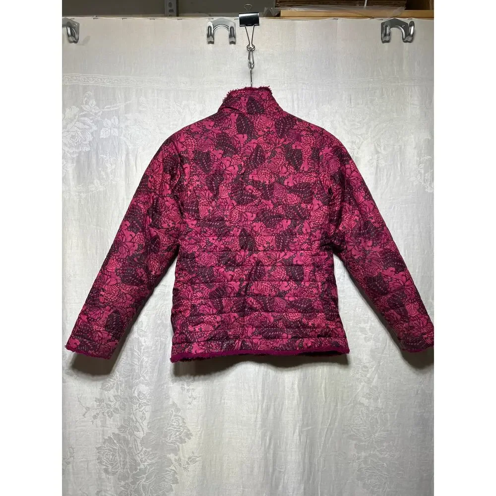 The North Face Jacket Girls Large Reversible Pink Fuzzy Teddy Mossbud Swirl - Picture 9 of 12